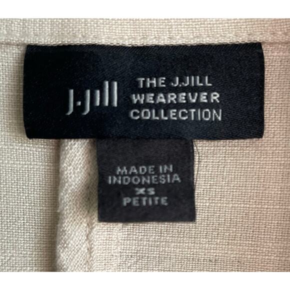 J. Jill Wearever Collared One Button Jacket Beige Lightweight Linen Blend Sz XSP - Picture 2 of 14